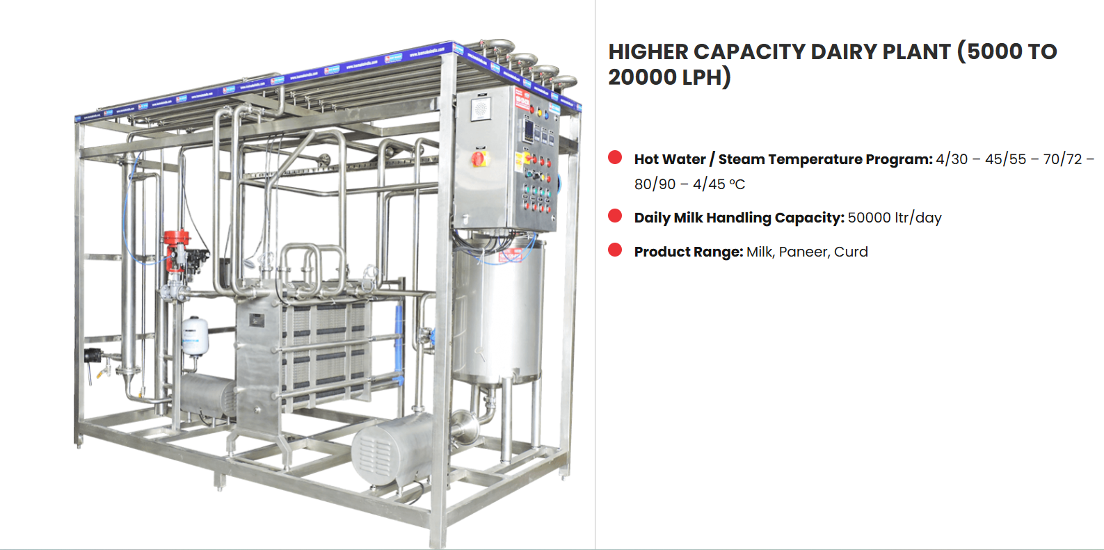 High Capacity Dairy Plant (5000 to 20000 LPH): A Modern Solution for Large-Scale Milk Processing